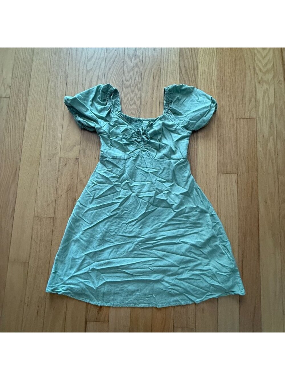 Japna Women's Medium Green Linen Blend Spring Sundress
